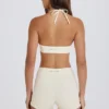 Mini-Shorts mit hoher Taille in Creme