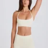 Mini-Shorts mit hoher Taille in Creme