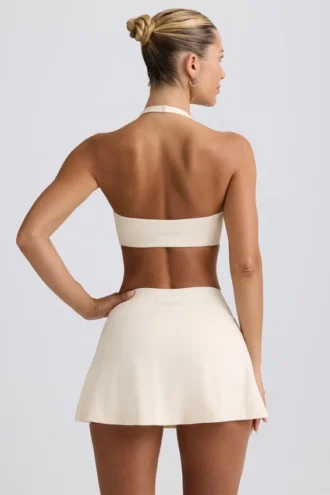 Mini-Skort aus gebürstetem Jersey in Elfenbein-Mélange