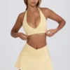 Mini-Skort aus gebürstetem Jersey mit gekreuztem Bund in Lemon Marl Mini-Skort aus gebürstetem Jersey mit gekreuztem Bund in Lemon Marl