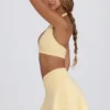 Mini-Skort aus gebürstetem Jersey mit gekreuztem Bund in Lemon Marl Mini-Skort aus gebürstetem Jersey mit gekreuztem Bund in Lemon Marl