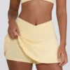 Mini-Skort aus gebürstetem Jersey mit gekreuztem Bund in Lemon Marl Mini-Skort aus gebürstetem Jersey mit gekreuztem Bund in Lemon Marl