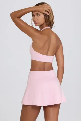 Mini-Skort aus gebürstetem Jersey mit gekreuztem Schnitt in Hellrosa-Mélange