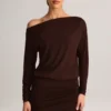 Mira Modal-Minikleid mit schulterfreiem Ausschnitt in Schokoladenbraun