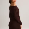 Mira Modal-Minikleid mit schulterfreiem Ausschnitt in Schokoladenbraun