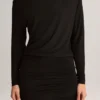 Mira Modal-Minikleid mit schulterfreiem Wickelausschnitt in Schwarz