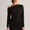 Mira Modal-Minikleid mit schulterfreiem Wickelausschnitt in Schwarz