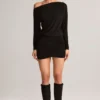 Mira Modal-Minikleid mit schulterfreiem Wickelausschnitt in Schwarz