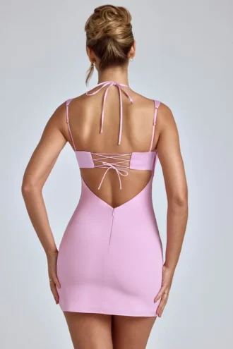 Mirabel Minikleid mit Wasserfallausschnitt und A-Linien-Schnitt in Babyrosa