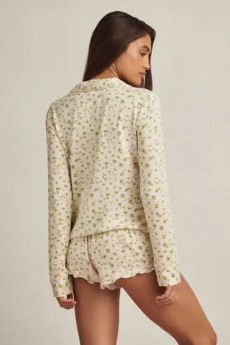 Mirae Modal-Pyjama-Oberteil mit langen Ärmeln und Zitronenprint