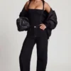 Mirandria Soft Jersey Oberteil mit geradem Ausschnitt und Rüschen in Schwarz Mirandria Soft Jersey Oberteil mit geradem Ausschnitt und Rüschen in Schwarz