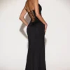 Miravie Verziertes Cowl-Neck-Kleid mit Rüschen in Schwarz