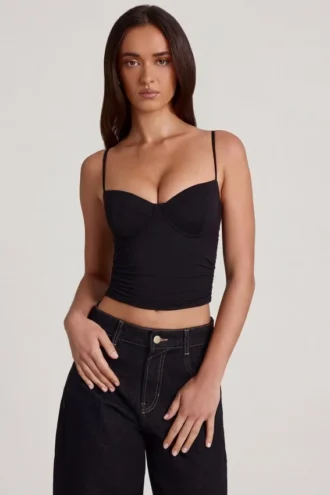 Mirelle Modal-Camisole mit Bügeln und Rüschen in Schwarz