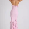 Mireya Neckholder-Kleid mit Rüschenbesatz in zartem Rosa