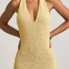Mirri Bouclé-Maxikleid mit Neckholder in Gelb Mirri Bouclé-Maxikleid mit Neckholder in Gelb
