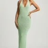 Mirri Bouclé-Maxikleid mit Neckholder in Mint