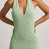 Mirri Bouclé-Maxikleid mit Neckholder in Mint