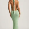 Mirri Bouclé-Maxikleid mit Neckholder in Mint