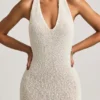 Mirri Bouclé-Maxikleid mit Neckholder in Weiß Mirri Bouclé-Maxikleid mit Neckholder in Weiß