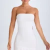 Misa Bandeau-Minikleid mit Rüschenbesatz und Cut-outs in Weiß