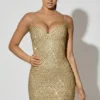 Mischa Minikleid mit Herzausschnitt und Verzierungen in Gold
