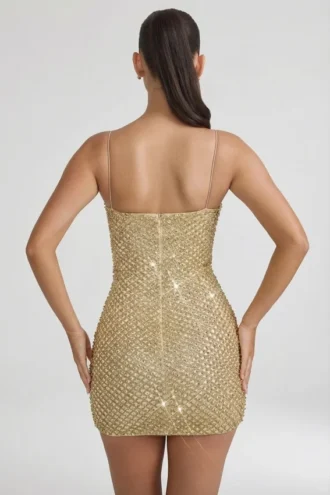 Mischa Minikleid mit Herzausschnitt und Verzierungen in Gold