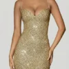 Mischa Minikleid mit Herzausschnitt und Verzierungen in Gold