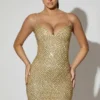 Mischa Minikleid mit Herzausschnitt und Verzierungen in Gold