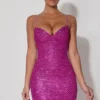 Mischa Minikleid mit Herzausschnitt und Verzierungen in Magenta
