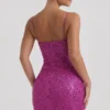 Mischa Minikleid mit Herzausschnitt und Verzierungen in Magenta