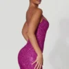 Mischa Minikleid mit Herzausschnitt und Verzierungen in Magenta