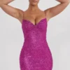 Mischa Minikleid mit Herzausschnitt und Verzierungen in Magenta