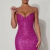 Mischa Minikleid mit Herzausschnitt und Verzierungen in Magenta