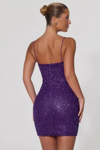 Mischa verziertes Minikleid mit Herzausschnitt in Lila