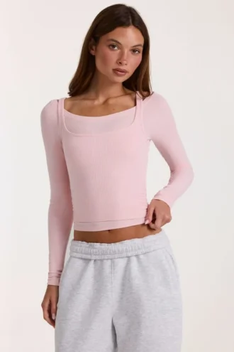 Modal-Lagen-Oberteil  in Blush Marl