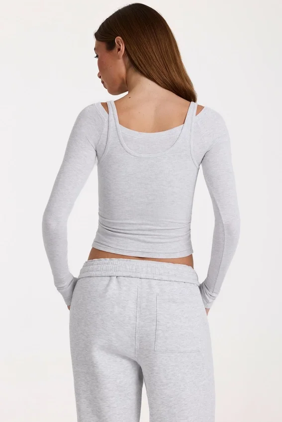 Modal-Lagen-Oberteil in Grey Marl Modal-Lagen-Oberteil in Grey Marl