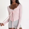 Modal-Oberteil mit Bindeband vorne in Blush Modal-Oberteil mit Bindeband vorne in Blush