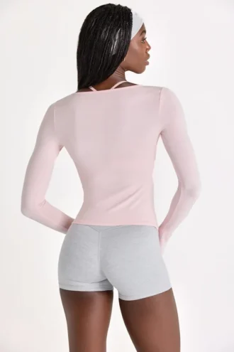 Modal-Oberteil mit Bindeband vorne in Blush