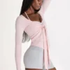 Modal-Oberteil mit Bindeband vorne in Blush Modal-Oberteil mit Bindeband vorne in Blush