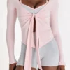Modal-Oberteil mit Bindeband vorne in Blush Modal-Oberteil mit Bindeband vorne in Blush