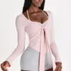 Modal-Oberteil mit Bindeband vorne in Blush Modal-Oberteil mit Bindeband vorne in Blush