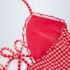 Montjoi Rüschen-Badeanzug mit Cut-outs und Neckholder in rotem Gingham