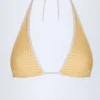 Morella Neckholder-Bikinioberteil in gelbem Gingham