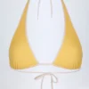 Morella Neckholder-Bikinioberteil in gelbem Gingham