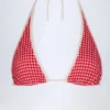 Morella Neckholder-Bikinioberteil in rotem Gingham