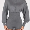 Moya Langarm-Jumpsuit aus feinem Strick in Grau Moya Langarm-Jumpsuit aus feinem Strick in Grau