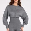 Moya Langarm-Jumpsuit aus feinem Strick in Grau Moya Langarm-Jumpsuit aus feinem Strick in Grau