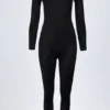 Musa Langarm-Jumpsuit mit hohem Kragen in Schwarz Musa Langarm-Jumpsuit mit hohem Kragen in Schwarz