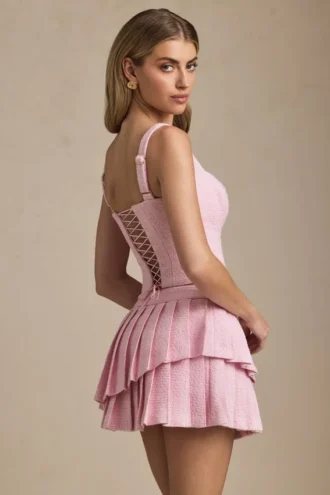 Nada Minirock mit Lagen und Falten in Soft Pink