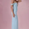 Naelle Mesh-Korsettkleid mit Drapierung in Hellblau Naelle Mesh-Korsettkleid mit Drapierung in Hellblau